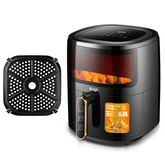Friteuza cu Aer Cald - Air Fryer R.5330 - 6L, Control Tactil, cu functie AirCrisp, 1600W, Negru