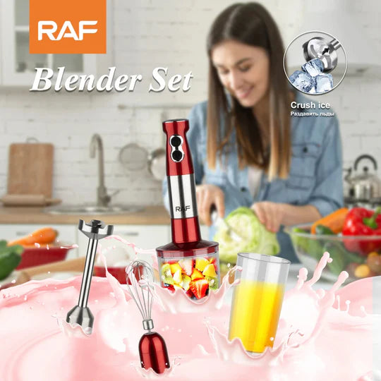 Set Blender de mana 4in1, Multifunctional, Rosu/Negru, Putere 600W, Capacitate 500 ml, R.269