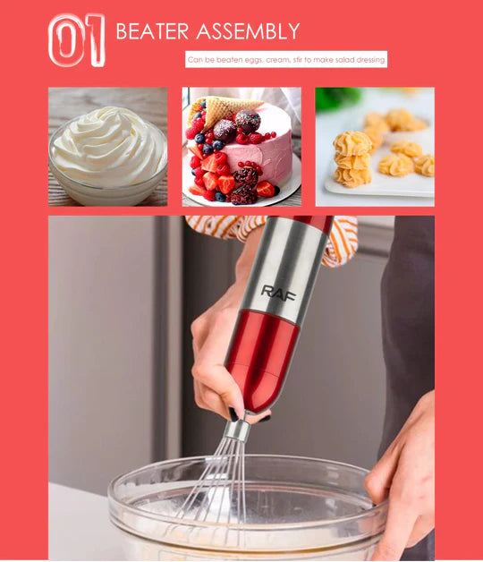 Set Blender de mana 4in1, Multifunctional, Rosu/Negru, Putere 600W, Capacitate 500 ml, R.269