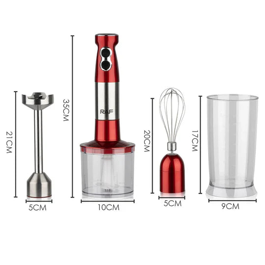 Set Blender de mana 4in1, Multifunctional, Rosu/Negru, Putere 600W, Capacitate 500 ml, R.269