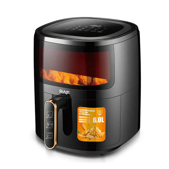 Friteuza cu Aer Cald - Air Fryer R.5330 - 6L, Control Tactil, cu functie AirCrisp, 1600W, Negru