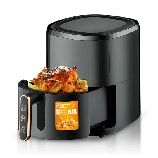 Friteuza cu Aer Cald - Air Fryer R.5330 - 6L, Control Tactil, cu functie AirCrisp, 1600W, Negru
