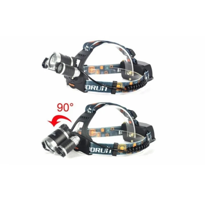 Lanterna de cap 3 Led Cree XML, T6, frontala + 2 acumulatori 18650