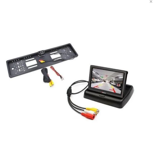 Suport numar inmatriculare cu camera marsarier + Display pliabil LCD TFT 4.3"