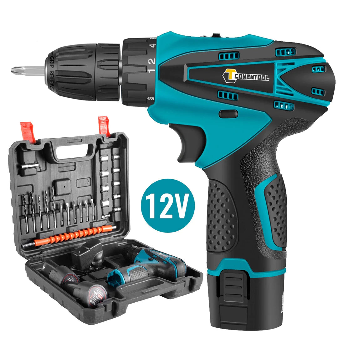 Set Bormasina Electrica cu 2 Acumulatori 24V, Set 24 de Accesorii, 1400 RPM