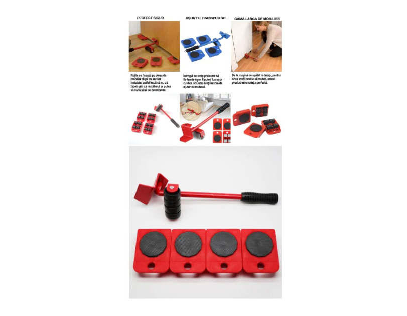 Set transportat si ridicat mobila, capacitate 150 kg