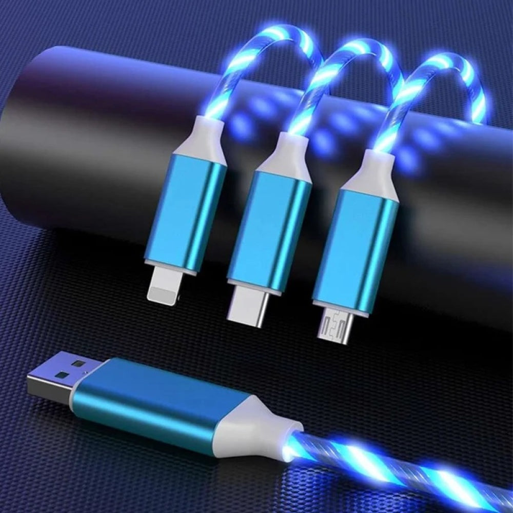 Cablu de incarcare 3 in 1, cu flux de lumina