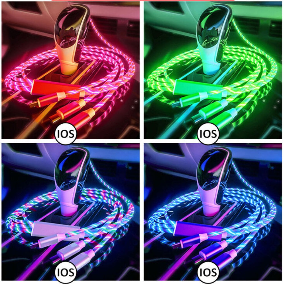 Cablu de incarcare 3 in 1, cu flux de lumina