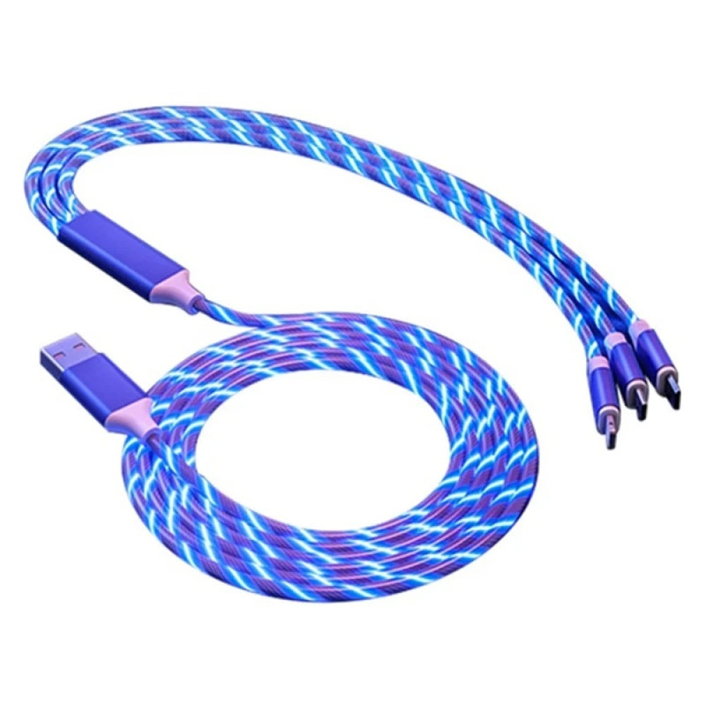 Cablu de incarcare 3 in 1, cu flux de lumina