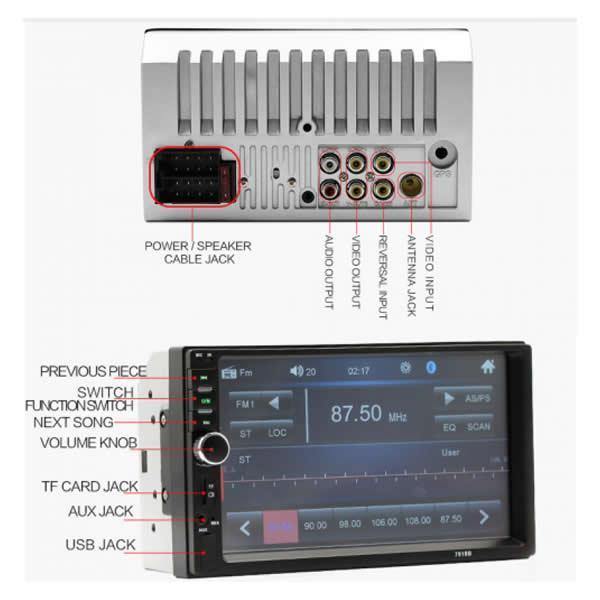Player auto MP5 cu display touchscreen 7 inch, Bluetooth, Slot USB si MicroSD