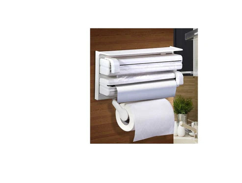 Dispenser de bucatarie triplu, pentru hartie, folie aluminiu si folie stretch