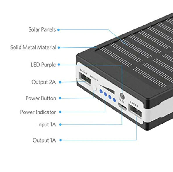 Baterie externa solara cu lanterna LED, 5000 mah