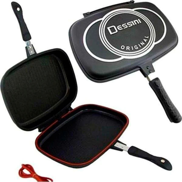 Tigaie doubletta teflonata tip grill, Original Dessini 36 cm