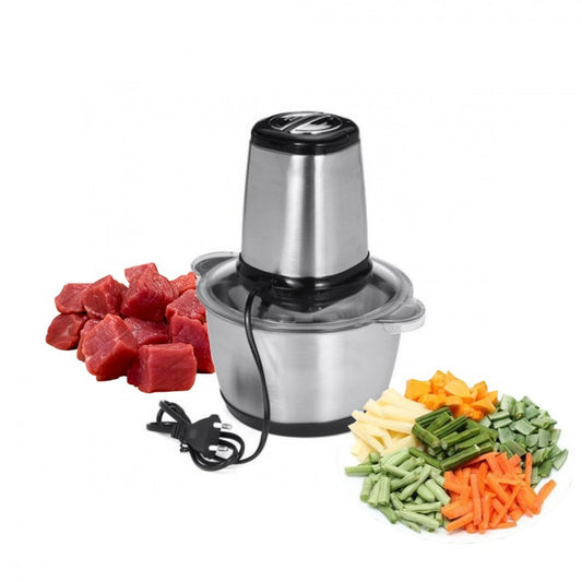 Tocator Electric Multifunctional, Pentru Carne, Fructe, Legume, Cu 2 Trepte de Viteza, Vas Inox, Capacitate 2L