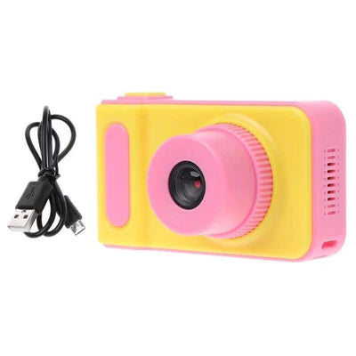 Camera foto pentru copii galben cu roz + card de memorie 8 GB