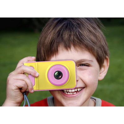 Camera foto pentru copii galben cu roz + card de memorie 8 GB