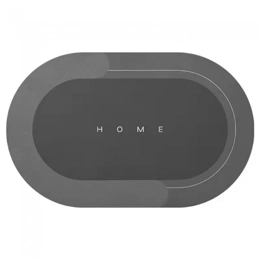 Covoras de baie antiderapant, uscare rapida, model oval, 60 cm x 40 cm, gri